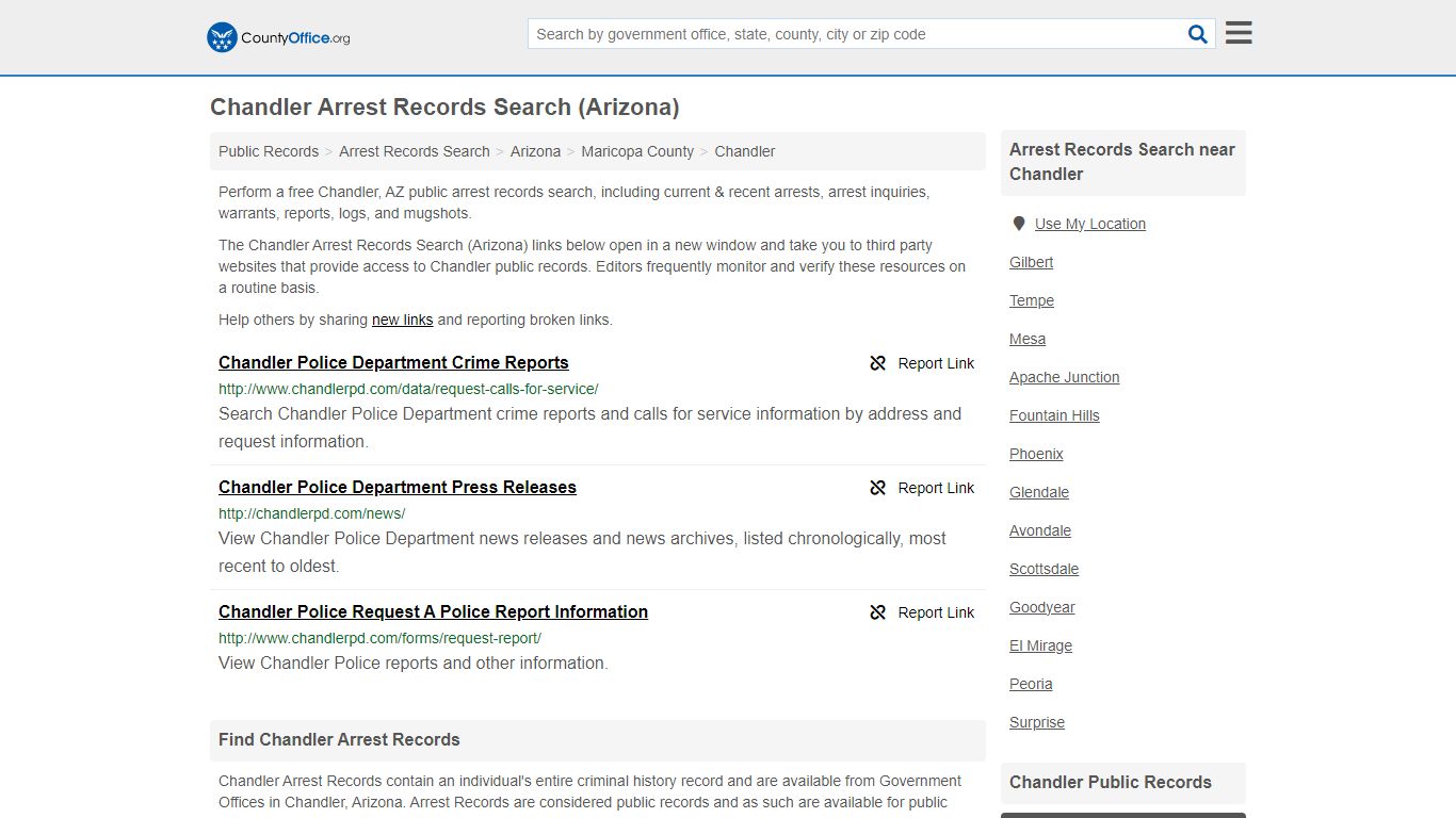Arrest Records Search - Chandler, AZ (Arrests & Mugshots) - County Office