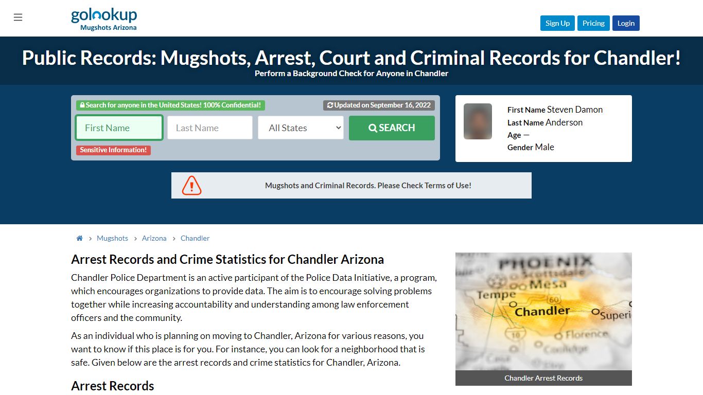 Mugshots Chandler, Arrest Records Chandler - GoLookUp